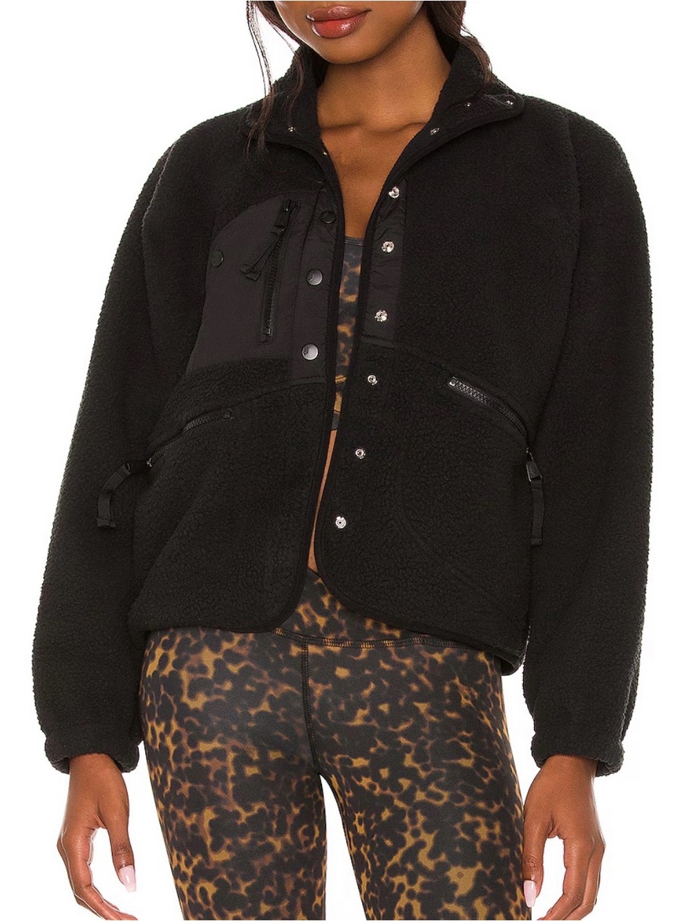Free People Black Sherpa Jacket